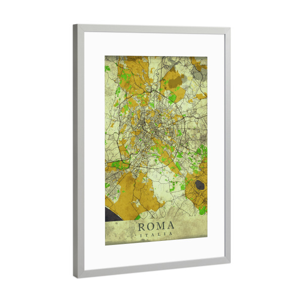 Poster mit Rahmen Silber "Rom Vintage City Map" artboxONE - Städte / Rom,Kartografie