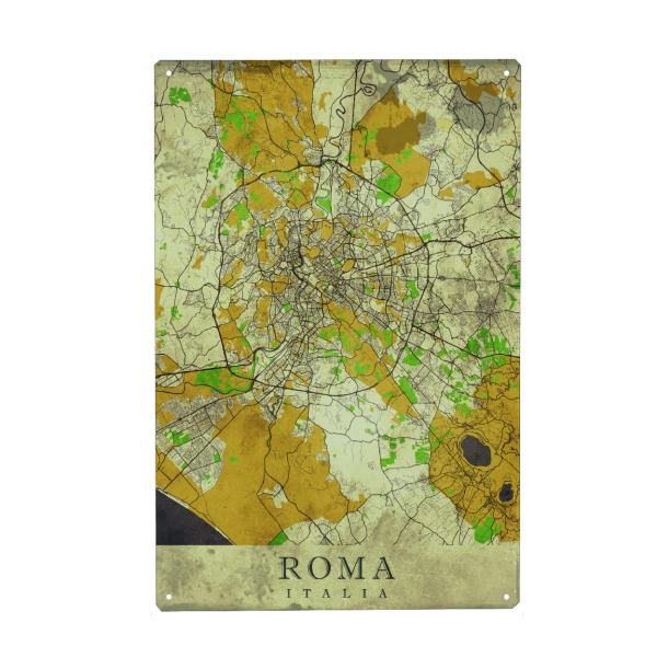 Holzbild "Rom Vintage City Map" artboxONE - Städte / Rom,Kartografie