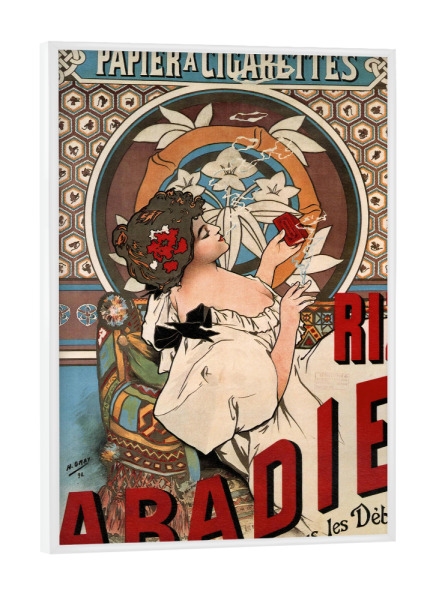 Poster mit weißem Rahmen "Mucha - Riz Abadie" artboxONE - Typografie,Floral,Menschen