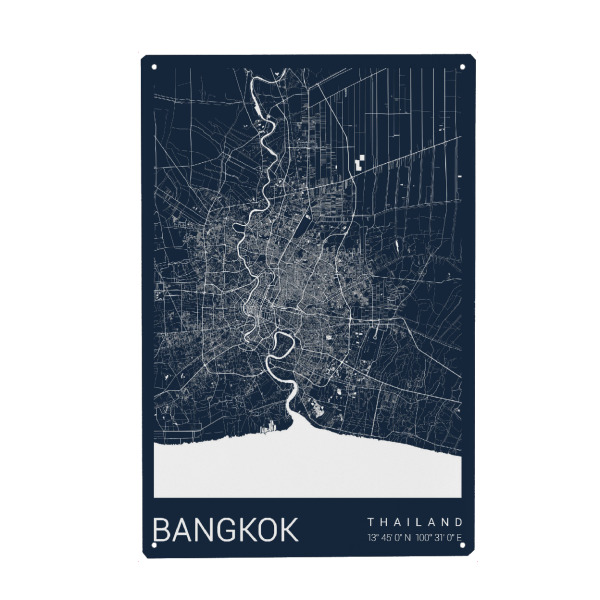 Metall Poster "Bangkok als Stadtplan" artboxONE - Städte / Weitere,Kartografie