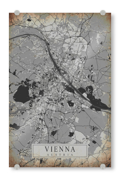 Acrylglasbild "Wiener Vintage CityMap" artboxONE - Städte / Wien,Kartografie