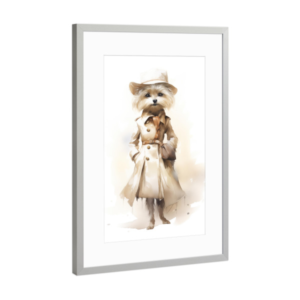 Poster mit Rahmen Silber "Modeterrier" artboxONE - Tiere,Fashion,Lustig