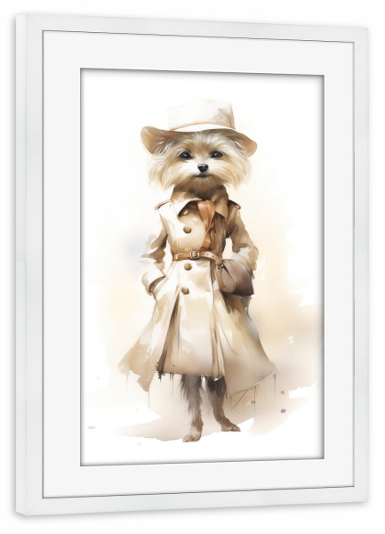 Poster mit Rahmen weiß "Modeterrier" artboxONE - Tiere,Fashion,Lustig