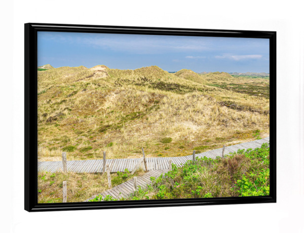 Poster mit schwarzem Rahmen "Dünen und Gras auf Amrum" artboxONE - Natur,Reise
