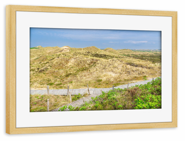 Poster mit Rahmen kiefer "Dünen und Gras auf Amrum" artboxONE - Natur,Reise