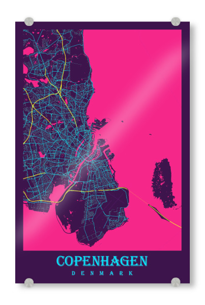 Acrylglasbild "København Dänemark" artboxONE - Städte / København,Kartografie