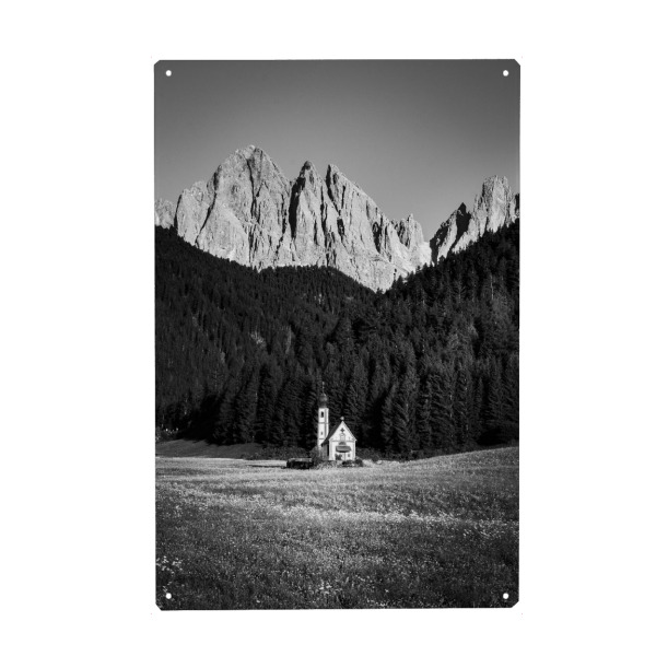 Metall Poster "Bergkirche" artboxONE - Natur,Reise - Natur,Naturfotografie,Berge - Blechschild