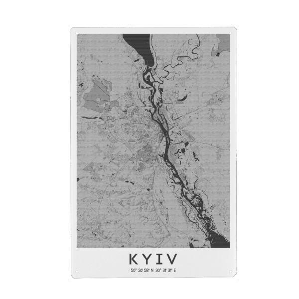 Holzbild "Kiew Bleistift City Map" artboxONE - Schwarzweiß,Städte / Weitere,Kartografie