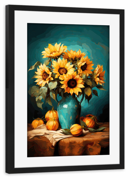 Poster mit Rahmen schwarz "Sonnenblumen Deko" artboxONE - Floral