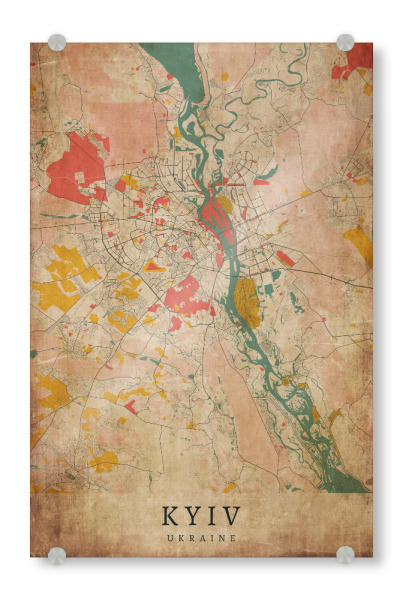 Acrylglasbild "Vintage Kiew Map" artboxONE - Städte / Weitere,Kartografie