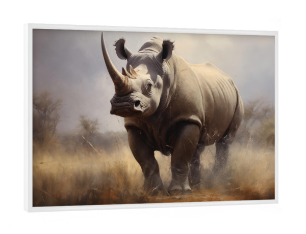 Poster mit weißem Rahmen "Großes Nashorn" artboxONE - Natur,Tiere