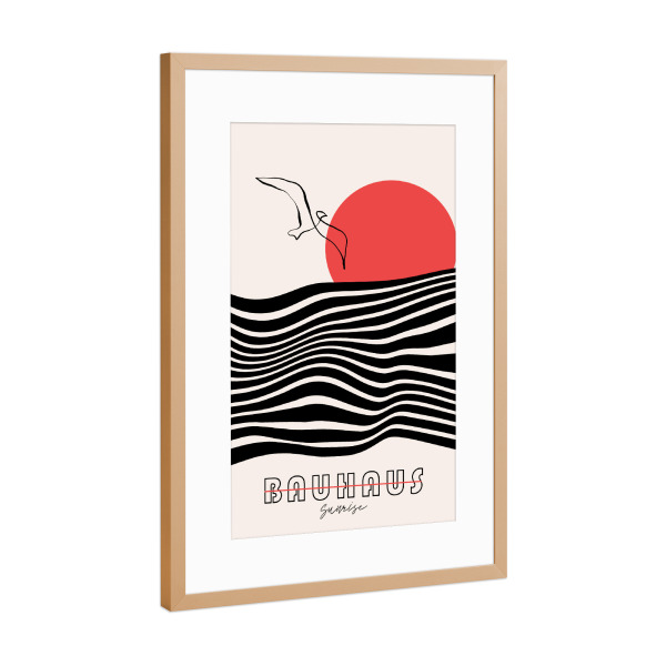 Poster mit Rahmen Kupfer "Minimalistischer Sonnenaufgang" artboxONE - Tiere,Abstrakt,Geometrie