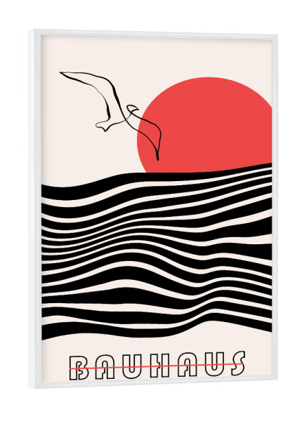 Poster mit weißem Rahmen "Minimalistischer Sonnenaufgang" artboxONE - Tiere,Abstrakt,Geometrie