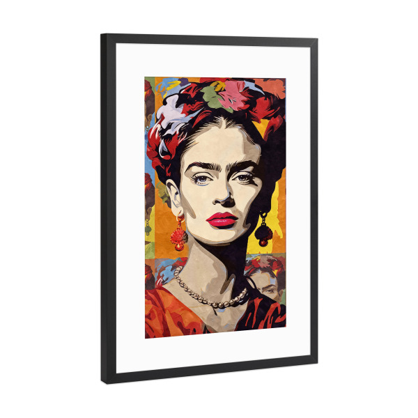Poster mit Rahmen Schwarz (Metallic) "Frida Kahlo Pop Art" artboxONE - Menschen