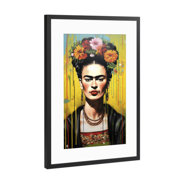 Poster mit Rahmen Schwarz (Metallic) "Frida Kahlo Street Art" artboxONE - Streetart,Buchstaben / F