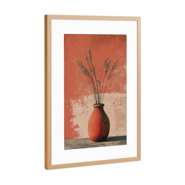 Poster mit Rahmen Kupfer "Zarte Vase auf Rot" artboxONE - Floral