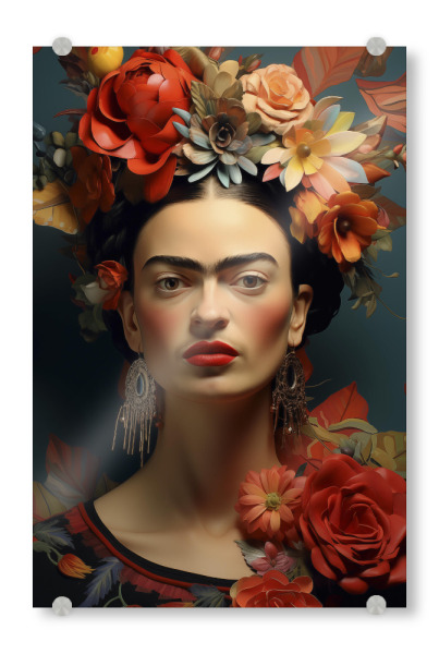 Acrylglasbild "Frida Kahlo Haarblumen" artboxONE - Floral,Menschen