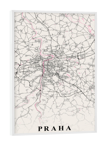 Poster mit weißem Rahmen "Prag als Citymap" artboxONE - Städte / Prag,Kartografie