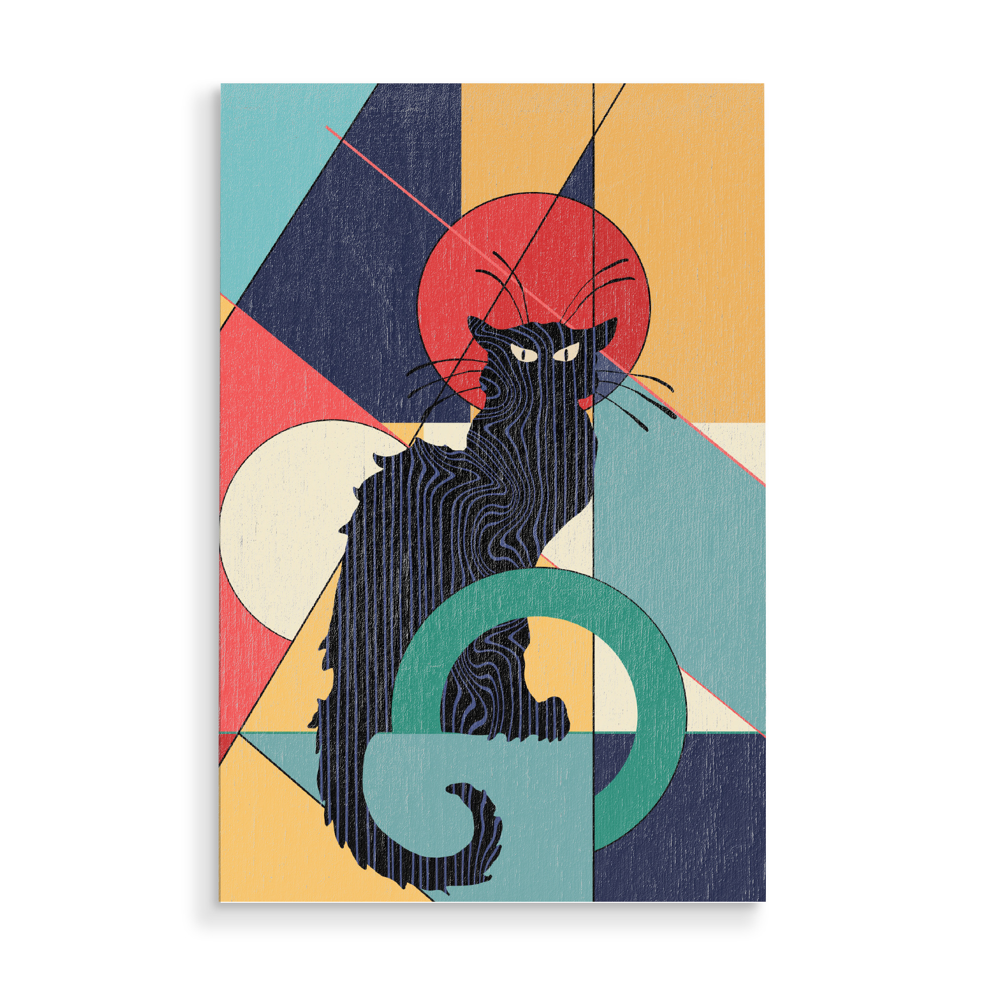 Holzbild "Le Chat Noir" artboxONE - Tiere,Abstrakt,Geometrie