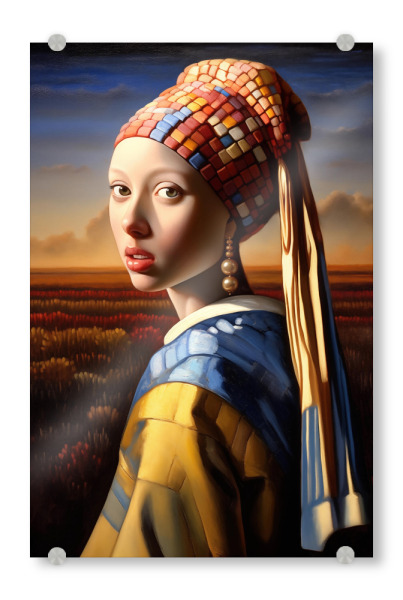 Acrylglasbild "Die Perlenohrringe" artboxONE - Abstrakt,Menschen,Lustig