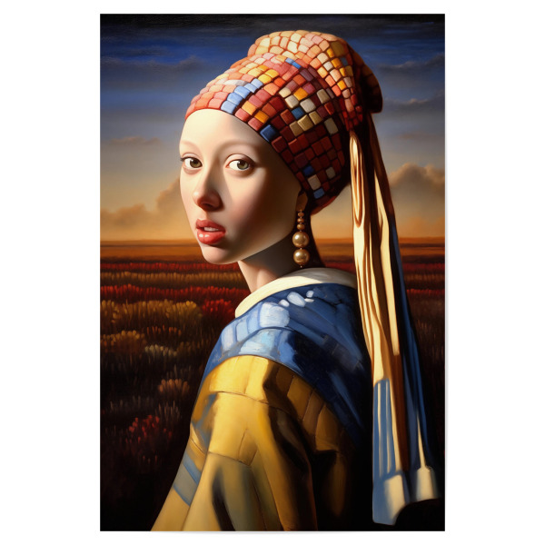 Poster "Die Perlenohrringe" artboxONE - Abstrakt,Menschen,Lustig