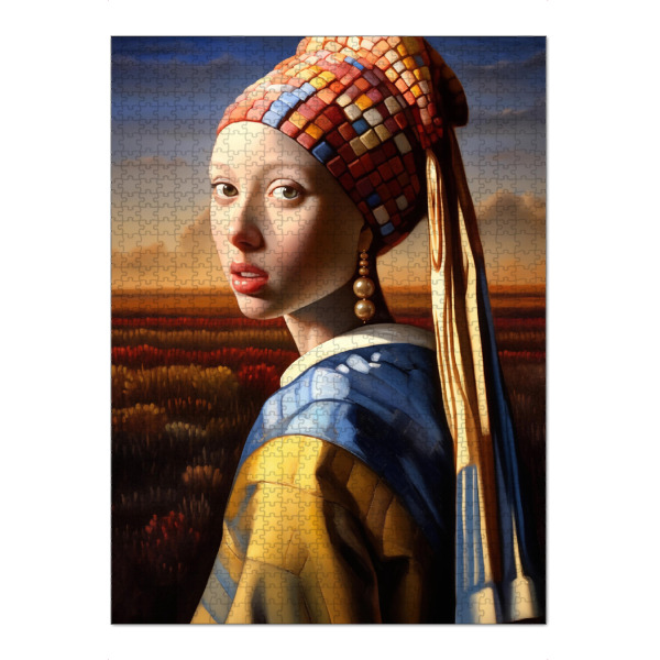 Puzzle Ravensburger "Die Perlenohrringe" artboxONE - Abstrakt,Menschen,Lustig