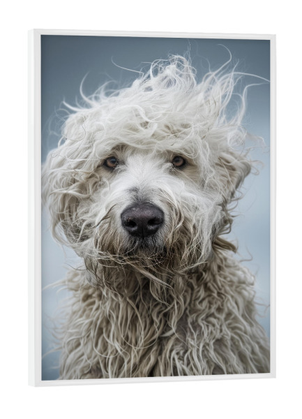 Poster mit weißem Rahmen "Bad-Hair-Day-Schäferhund" artboxONE - Tiere,Lustig