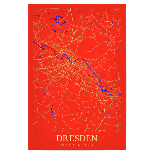 Poster "Dresden City Stadt" artboxONE - Städte / Dresden,Kartografie