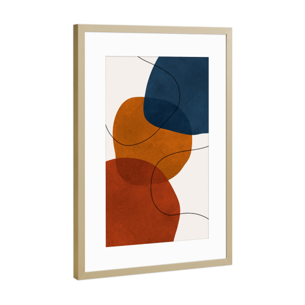 Poster mit Rahmen Gold "Bunte Boho-Formen E" artboxONE - Abstrakt,Geometrie