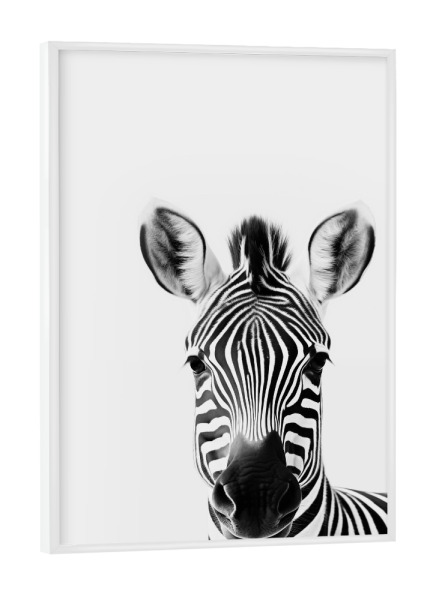 Poster mit weißem Rahmen "Zebra-Minimalismus" artboxONE - Natur,Tiere,Schwarzweiß