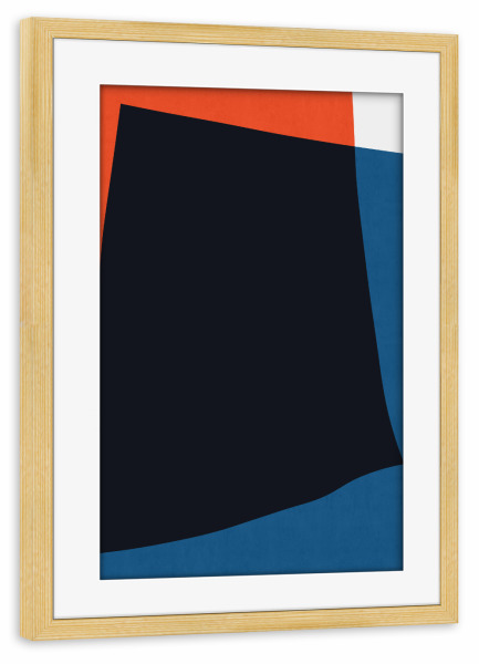 Poster mit Rahmen kiefer "Blaue und rote Kunst F" artboxONE - Abstrakt,Geometrie