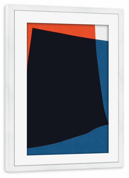 Poster mit Rahmen weiß "Blaue und rote Kunst F" artboxONE - Abstrakt,Geometrie