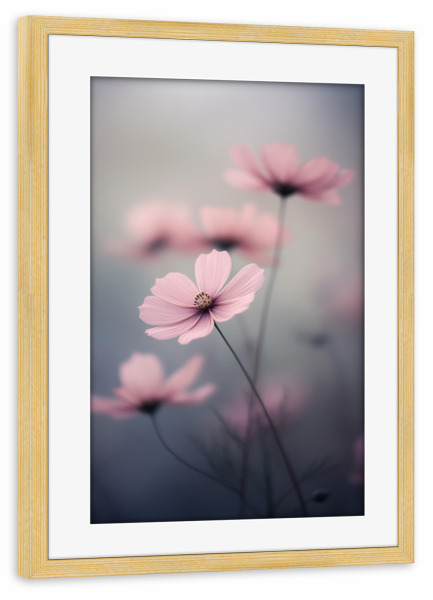 Poster mit Rahmen kiefer "Rosa zartes Blumenmakro" artboxONE - Natur,Floral - Zart,Detail,Blume,Farben,Makro,Natur,Rosa,Weich,Frühling,Violett