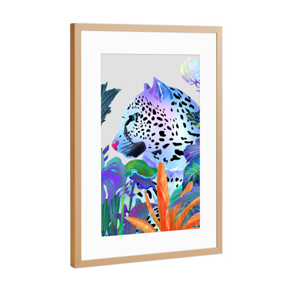 Poster mit Rahmen Kupfer "Holografischer Leopard" artboxONE - Floral,Tiere