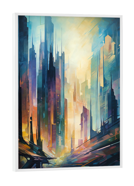 Poster mit weißem Rahmen "Zukünftige Stadtkunst" artboxONE - Städte,Abstrakt,Architektur