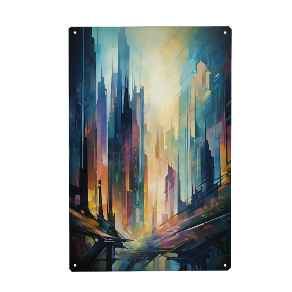Metall Poster "Zukünftige Stadtkunst" artboxONE - Städte,Abstrakt,Architektur