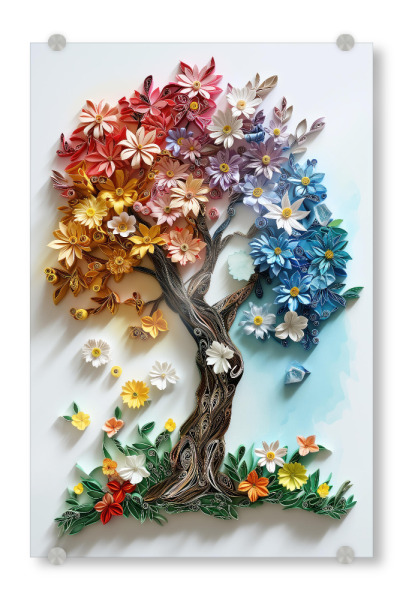 Acrylglasbild "Quilling-Baum aus Papier" artboxONE - Natur,Abstrakt - Kunst,Künstlerische,Blume,Einführung,Papier,Papierquilling,Frühling,Surreal,Baum