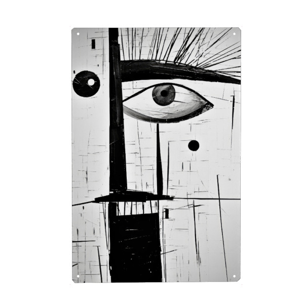 Metall Poster "Portrait schwarz-weiß gezeichnet" artboxONE - Schwarzweiß