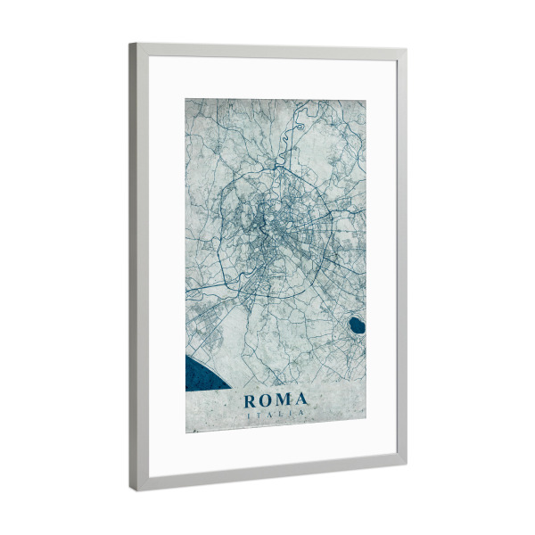 Poster mit Rahmen Silber "Rome Vintage City Map" artboxONE - Städte / Rom,Kartografie