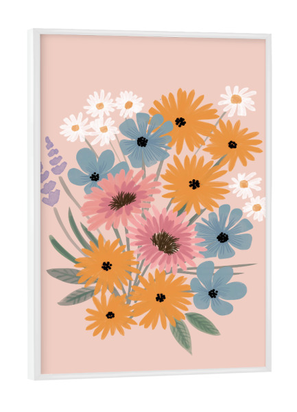Poster mit weißem Rahmen "Frühlingswiesenstrauß" artboxONE - Floral - Blumen,Blume,Frühling,Wiese,Blumenstrauß,Malerei,Natur