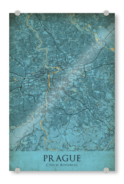 Acrylglasbild "Vintage Prag Map" artboxONE - Städte / Prag,Kartografie