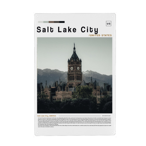 Metall Poster "Zeitungscover von Salt Lake City" artboxONE - Städte,Architektur