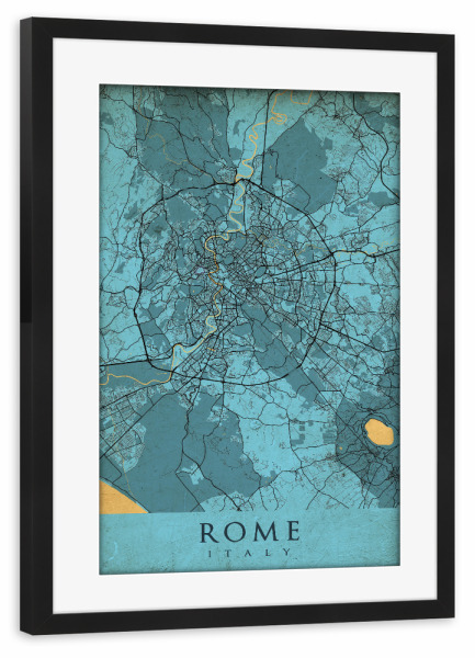 Poster mit Rahmen schwarz "Rome Vintage CityMap" artboxONE - Städte / Rom,Kartografie