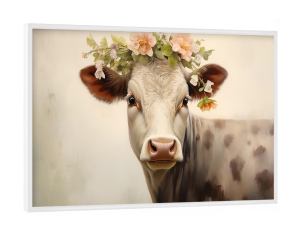 Poster mit weißem Rahmen "Kuhliebe" artboxONE - Natur,Floral,Tiere