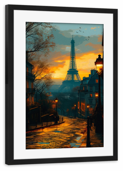Poster mit Rahmen schwarz "Paris im Morgengrauen" artboxONE - Architektur,Städte / Paris