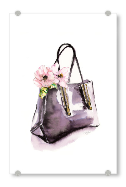 Acrylglasbild "Handtasche mit Blume" artboxONE - Menschen,Fashion - Tasche,Blumen,Geldbörse