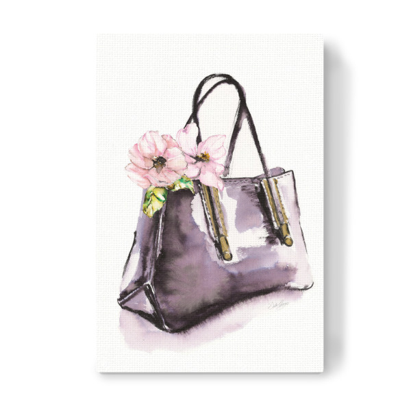 Leinwandbild "Handtasche mit Blume" artboxONE - Menschen,Fashion - Tasche,Blumen,Geldbörse