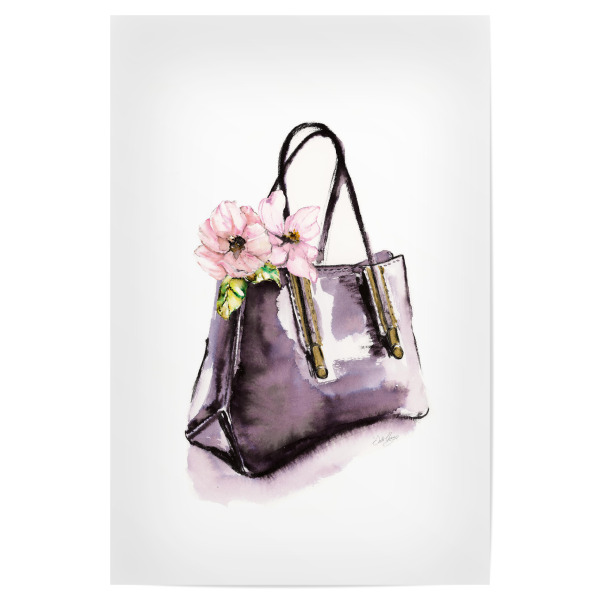 Poster 30x20 cm "Handtasche mit Blume" artboxONE - Menschen,Fashion - Tasche,Blumen,Geldbörse