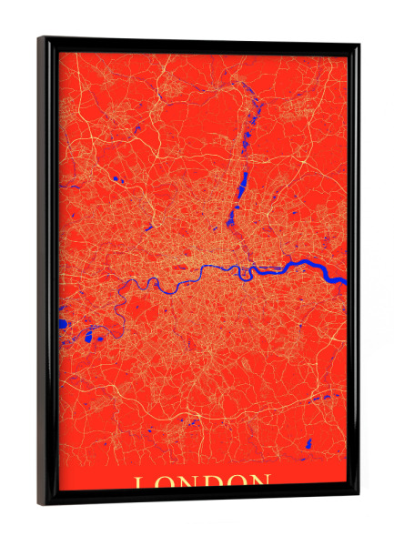 Poster mit schwarzem Rahmen "Stadt London Kartenplan" artboxONE - Städte / London,Kartografie