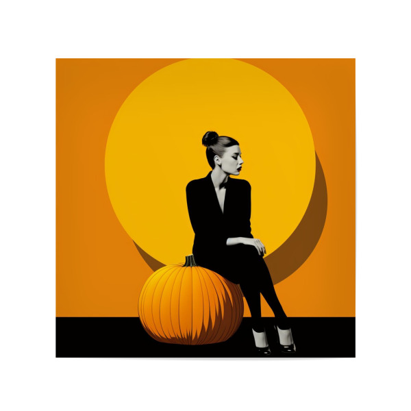 Poster 20x20 cm "KÜRBISFRAU ORANGE" artboxONE - Floral,Fashion,Für Mama - Kürbis,Frau,Orange,Schwarz,Herbst